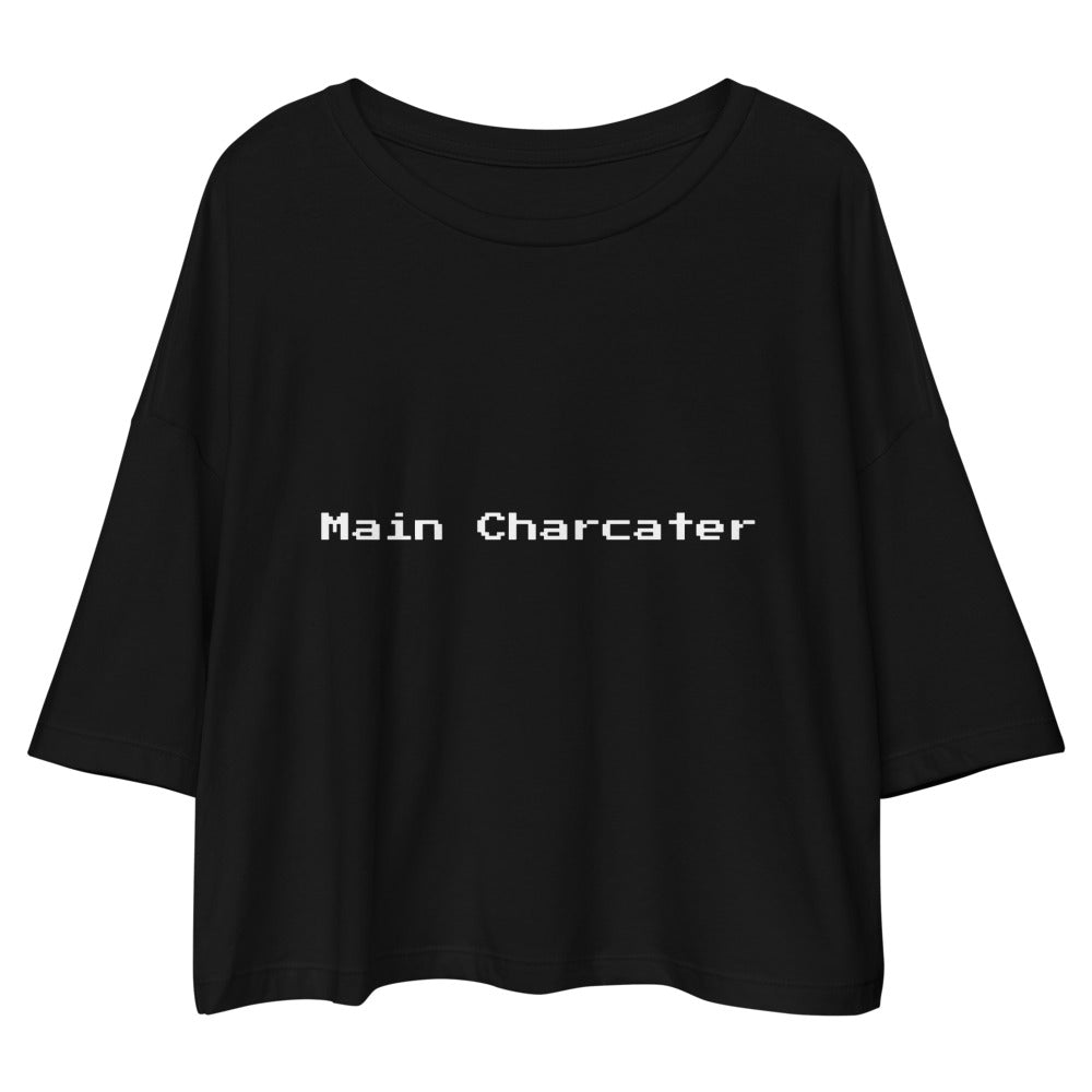 Main Character Loose drop shoulder crop top